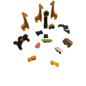 16 Piece Lot Wooden Animal Toys - Unbranded, Zoo, Aquatic, Barnyard Pre-owned